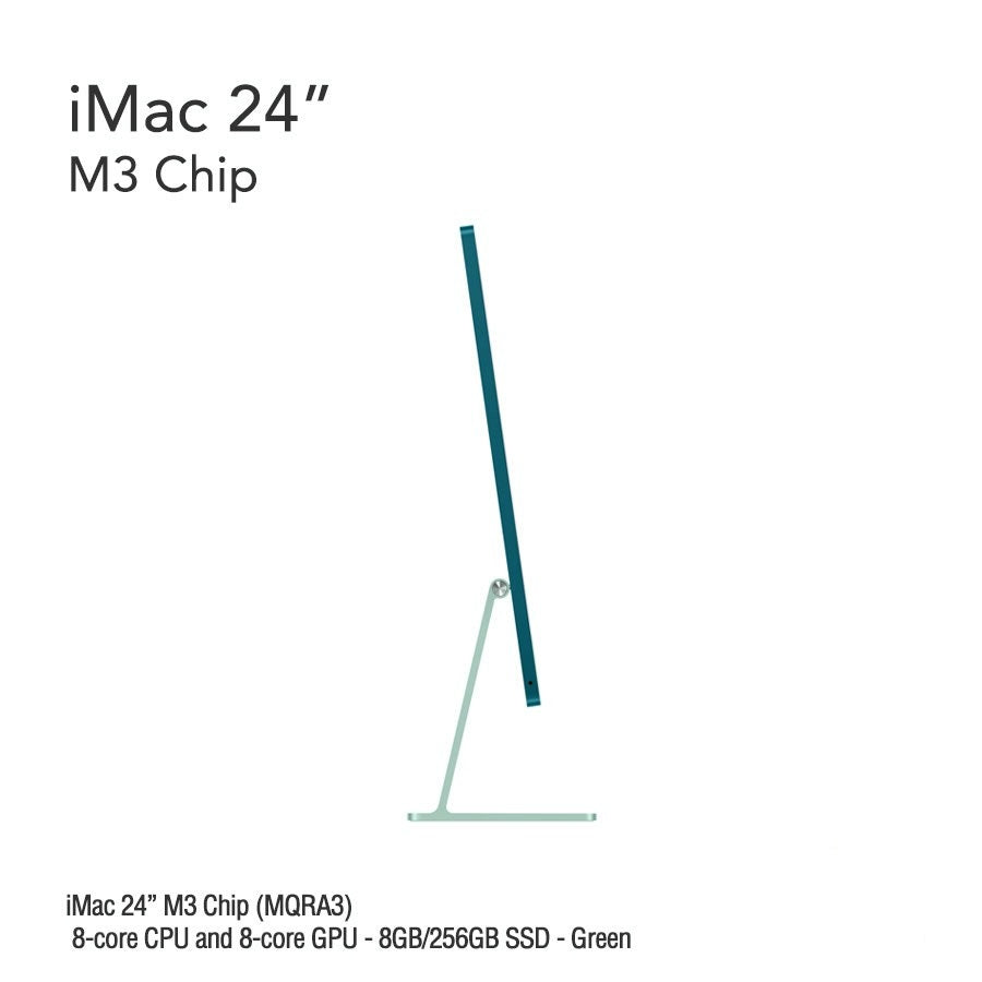 iMac 24" M3 Chip (MQRC3) with 8-core CPU and 8-core GPU - 8GB/256GB SSD - Green