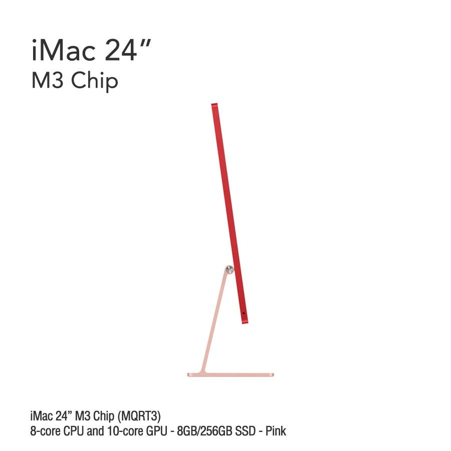 iMac 24" M3 Chip (MQRJ3) with 8-core CPU and 10-core GPU - 8GB/256GB SSD - Pink