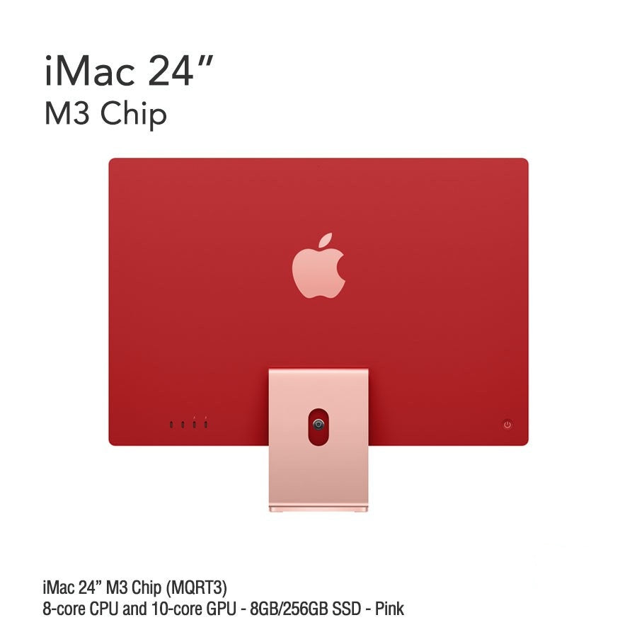 iMac 24" M3 Chip (MQRJ3) with 8-core CPU and 10-core GPU - 8GB/256GB SSD - Pink