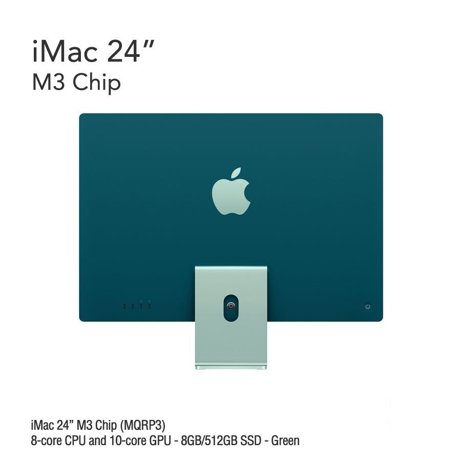 iMac 24" M3 Chip (MQRK3) with 8-core CPU and 10-core GPU - 8GB/512GB SSD - Green